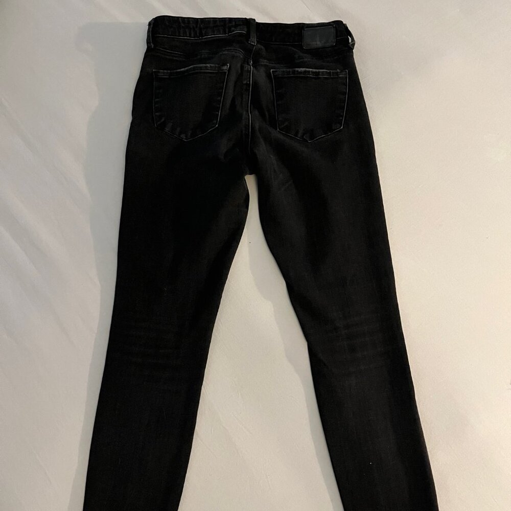 Leith Mid-Rise Skinny Jeans Black Distressed Size 27 - Picture 3 of 6